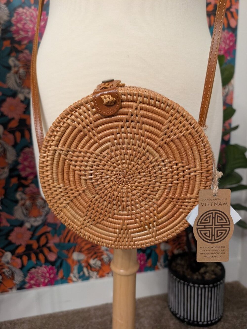 Rattan Round woven purse - NWT